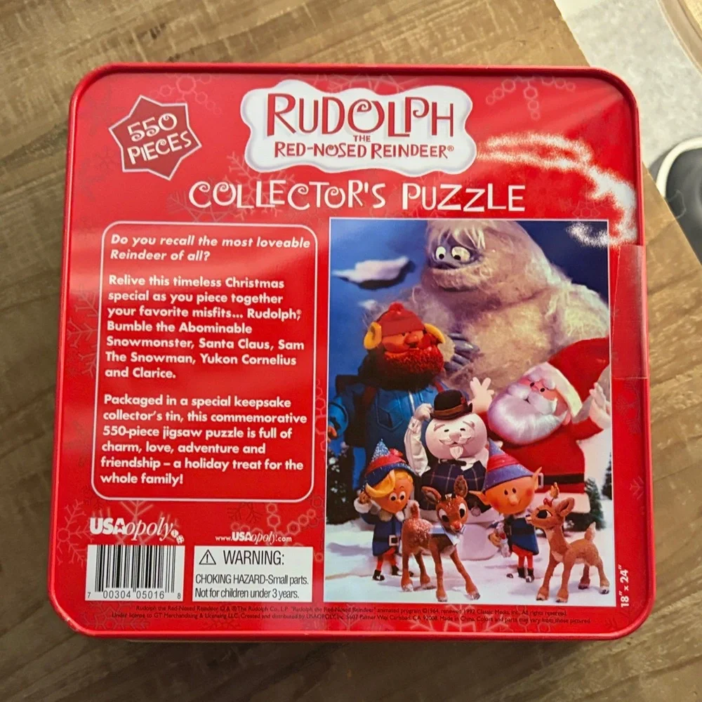 Rudolph the Red-Nosed Reindeer Collector's tin Puzzle -550 pieces made once.